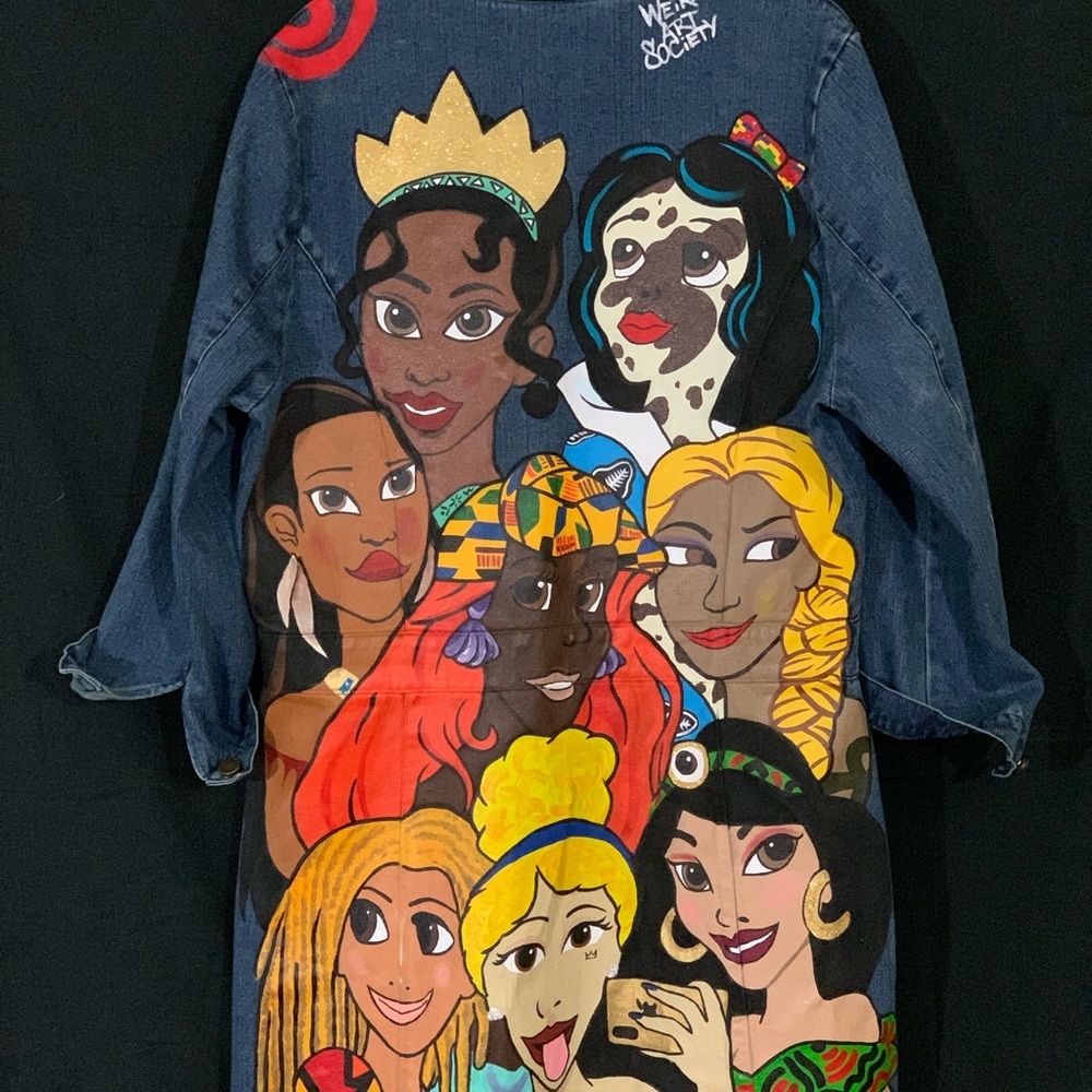 Hand Painted Jean Duster Melanin Disney Princesses